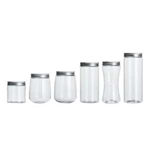 PET Food Grade Transparent Cylindrical Plastic Cans Outer Lid Printed Logo Customizable Bottles