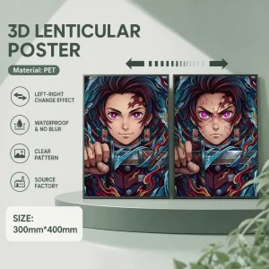 PET Lenticular 30x40cm Japanese Anime 3D Motion Cartoon Print Poster Custom Shape Card Design
