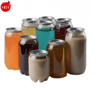 PET Plastic Beverage Jar Can with Aluminum Lid for Coffee, Tea, Juice, and Soda