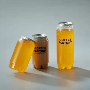 PET Plastic Cans Juice Cans Drinking Bottle With Aluminum Cans Custom Logo Printing