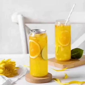 PET Pop Can Bottles with Cap with Brush Sealing and Screen Printing for Juice Bar 500ml