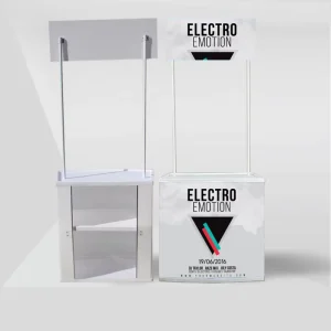 PP Half Round Promotion Table Portable Display Counter with Header for Trade Show and Retail Events