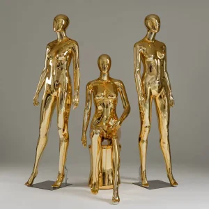 PP Plastic Electroplated Full Body Female Silver Mannequin Model for Clothing Display