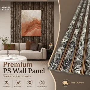 PS Wall Panel High Density Polystyrene Waterproof Decorative Slat Board 3D Charcoal Wall Cladding Bathroom Staircase