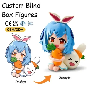 PVC Cartoon Dolls Mascot 3D Blind Box Figurines with Color & Design Unisex