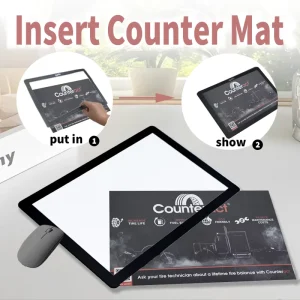 PVC Rubber Inset Counter Top Mat With Photo Insert Window Durable Counter Display Mat for Retail Shop Cashier Service Desk
