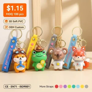 PVC Soft Rubber Custom 2D 3D Silk Screen Printed Lightweight Cute Cartoon Anime Character Modeling Key Chains