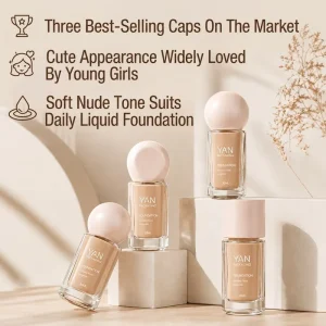 Packaging Luxury Square Round Clear 30ml Glass Pump Bottle with Various Shapes Nude Cap Makeup Setting Liquid Foundation