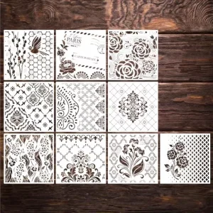 Painting Stencils Reusable Flower Textures Template DIY for Painting on Wood Floor Wall Decoration