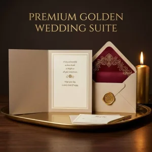 Paper Wedding Invitation Cards Gold Shimmer