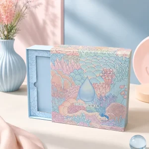 Pastel Ocean Illustration Gift Box Custom Rigid Paper Packaging Box for Premium Beauty Product Sets Box