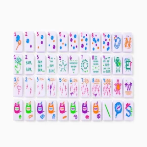Pastel Pop Art Icons Four Layer Acrylic American Mahjong Tile Set Custom Artwork for Gifts and Game Retailers
