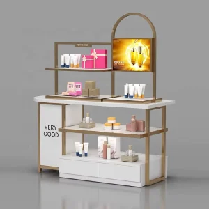 Perfume Shop Kiosk Design Beauty Salon Products Cosmetic Display Showcase Rack Makeup Display Stand for Store
