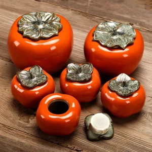 Persimmon Ruyi Ceramic Large Household Tea Storage Pot Creative Sealed Decorative Hand drawn Scented Personal Gift