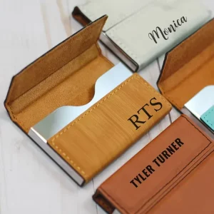 Personalize Laserable Leatherette Magnetic Closure Metal Card Holder Business Stainless Steel Credit Card Holder