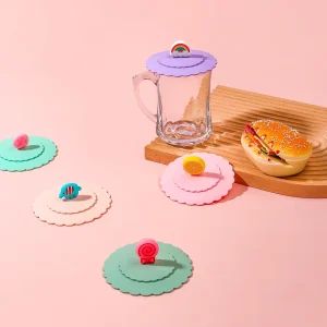 Personalized 10.5cm Cartoon Designs Silicone Cup Cover Anti Dust Coffee Mug Seal Cap Reusable Cup Lid