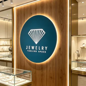 Personalized 3D Glowing Acrylic Commercial Sign for Jewellery Stores Custom Illuminated Wall Branding for Beauty Cosmetic Shops