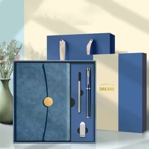 Personalized A5 Business Journal Leather Hard Cover Notebook With Gift Box and Pen