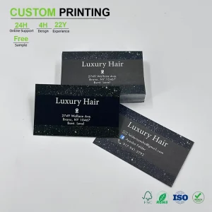 Personalized Custom Printed Business Cards With Black Speckled Design For Hair Salon Professional Branding Solutions Card