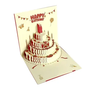 Personalized Custom Printing Gold Blank Gift Thank You Card Pop up 3D Happy Birthday Christmas Greeting Cards With Envelope