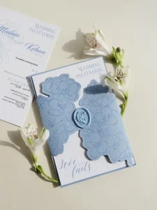 Personalized Letterpress Wedding Invitation Suite Customized Embossed Envelope with Greeting Card for Marriage Event