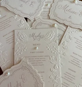 Personalized Luxury Elegant Embossed Wedding Invitations with Envelope Custom Letterpress Invite Cards for Bridal Shower