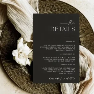 Personalized Printed Black Matte Paper Wedding Invitation Set With RSVP Card for Modern Wedding Event Supplies