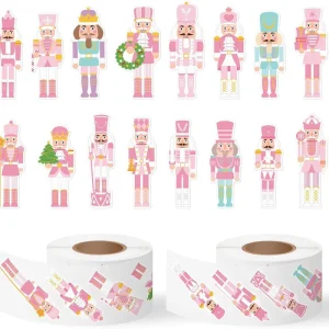 Pink Christmas Roll Stickers DIY Scrapbook Water Cup Gift Packaging Seal Stickers for Festival Decor