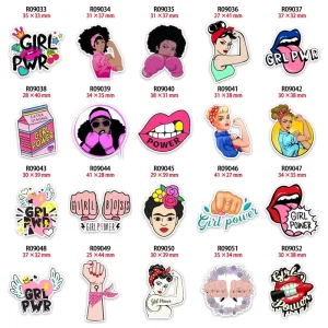 Planar Resin Flatback Girl Power Cartoon Charm Printed for Hair Bow DIY gift 50pcs lot