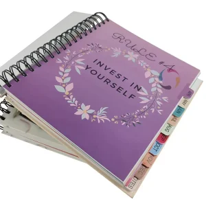 Planner Custom Tab Die cut Diary Printing Journal Softcover Wire o Bound Note Book Printing
