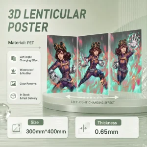 Plastic 3D Anime Flips Effect Lenticular Posters with Changing Prints and Motion for Home Decor