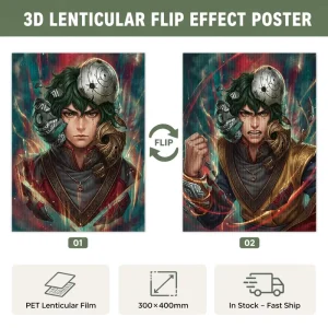 Plastic 3D Flip Effect Cartoon Pattern Anime Motion Holiday Decor Posters with Lenticular Printing