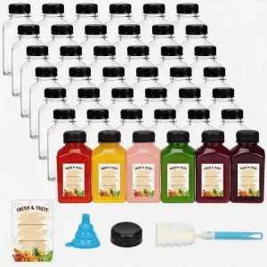 Plastic Beverage Bottle 300ml Juice Container Square Transparent Packaging Durable for Smoothie Milk Tea
