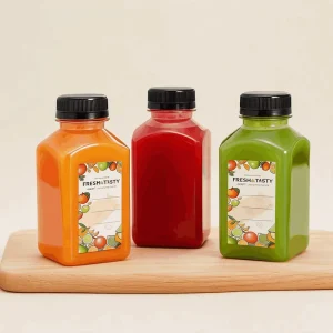 Plastic Juice Bottles 300ml Juicing Container Square Transparent Packaging Durable for Smoothie Milk 10oz