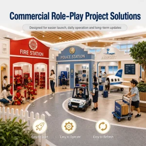 Playground For Kids Modular Supermarket Market Street Curved Road Layout CE Certified FEC Project Mall Fit