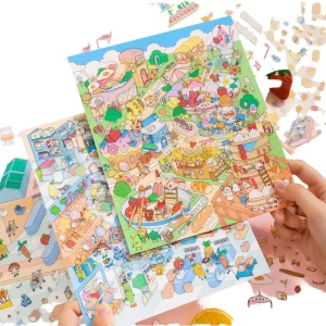 Plus Size Korean Style 3D Cartoon DIY Cabin Scene Stickers for Food and Supermarket Themes