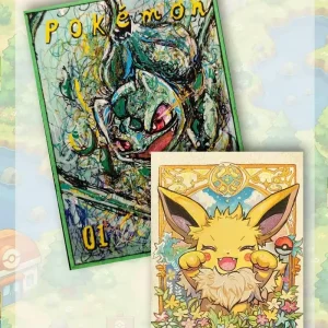 Pokemoned Anime Art Board Collectible Decorative Full Color PVC Painting Card Pikachu Eevee Charizard Cartoon Figure Display