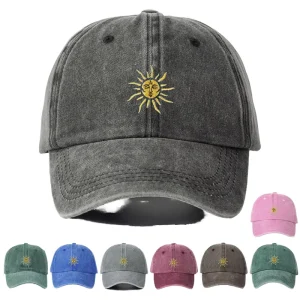 Polar Bear Embroidery Oxford Polyester Cotton Baseball Cap Unisex Adjustable Widened Brim Denim Breathable Waterproof Sporty