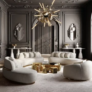 Polished Cast Brass Coffee Table Set with Engraved Golden Tree Design Gold Plated Base Handcrafted Luxury Set of 7-14 Pieces