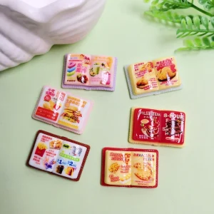 Popular 100 Pieces 20*30MM 3D Mini Resin Book Shape Flatback for Doll House Cake Coffee Breakfast Shop Display