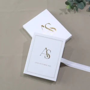 Popular Clear Acrylic Cards with Gold Foil Luxury White Paper Hardcover Handmade Customized Wedding Invitation Boxes