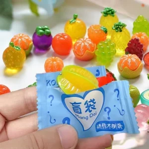Popular Design Solid-colored Fruits Flat Back Resin Crafts DIY Phone Case Charms Desk Decoration Items Resin Fruits Blind Bag