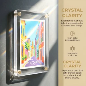 Popular Eco-Friendly Square Acrylic Fridge Magnet with Magnetic Photo Frame Transparent Double-sided Mini Display