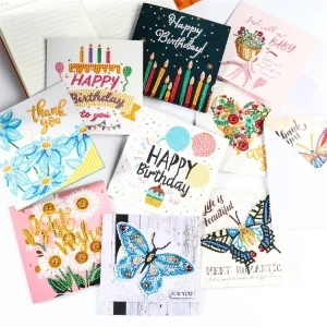 Popular Greeting Cards Design 12pcs Diy Diamond Painting Greeting Card for Birthday Best and Funny Gifts