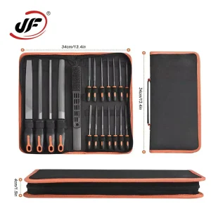 Portable 17pcs Steel File Set DIY Manual Metal File Tool with Carrying Case and Steel Brush Used for Woodworking Metal