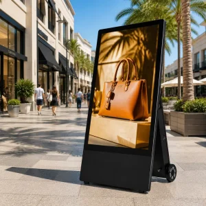 Portable Battery Powered Outdoor Advertising Display Kiosk for Retail Sidewalk Promotion