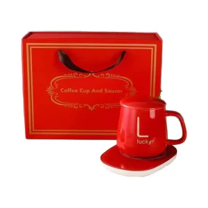 Portable Electric Ceramic 55-Degree Constant-Temperature Cup Heating Coaster, Silk-Screen Printed