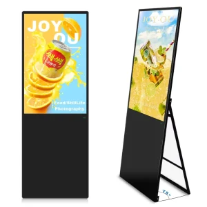 Portable Foldable 32 – 65 Inch Remote CMS Control Enabled Android Digital Signage Indoor LCD Advertising Poster with Wheels