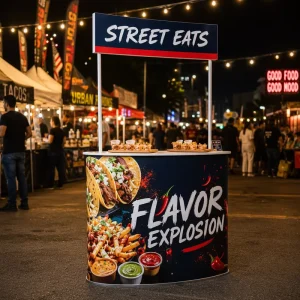 Portable Foldable Sales Header Board Exhibition Promotion Booth Display Stand Pop up Promotion Counter with Header