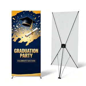 Portable Korean X-Banner Stand with Polyester Fabric for Advertising, Graduation, Academic Forum, Honor Display, Reusable